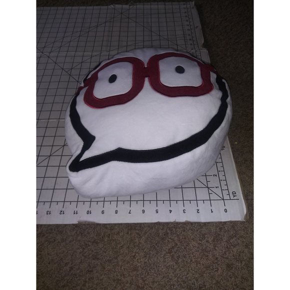 Statement Quote Emoji White Pillow with Red Glasses Accent Throw Round Pillow - Picture 5 of 6